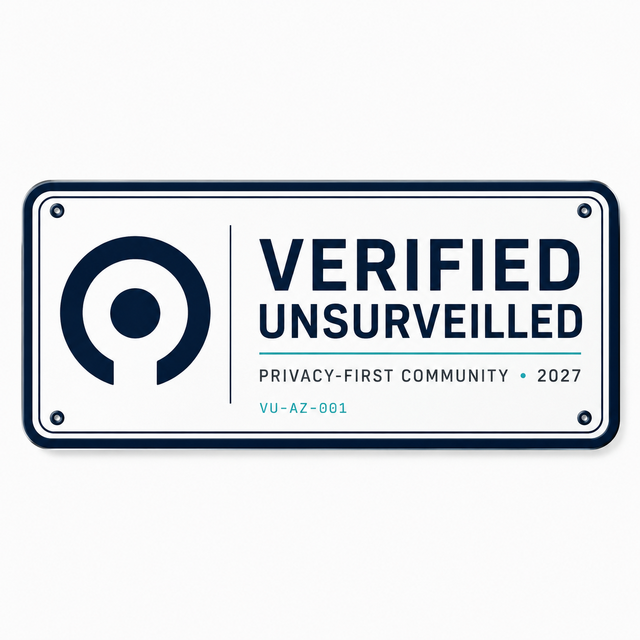 Verified Unsurveilled Credential plate artwork